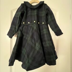 Black Watch Tartan Plaid Green 100% Wool Dress A-line Buttons Holiday Classic 2